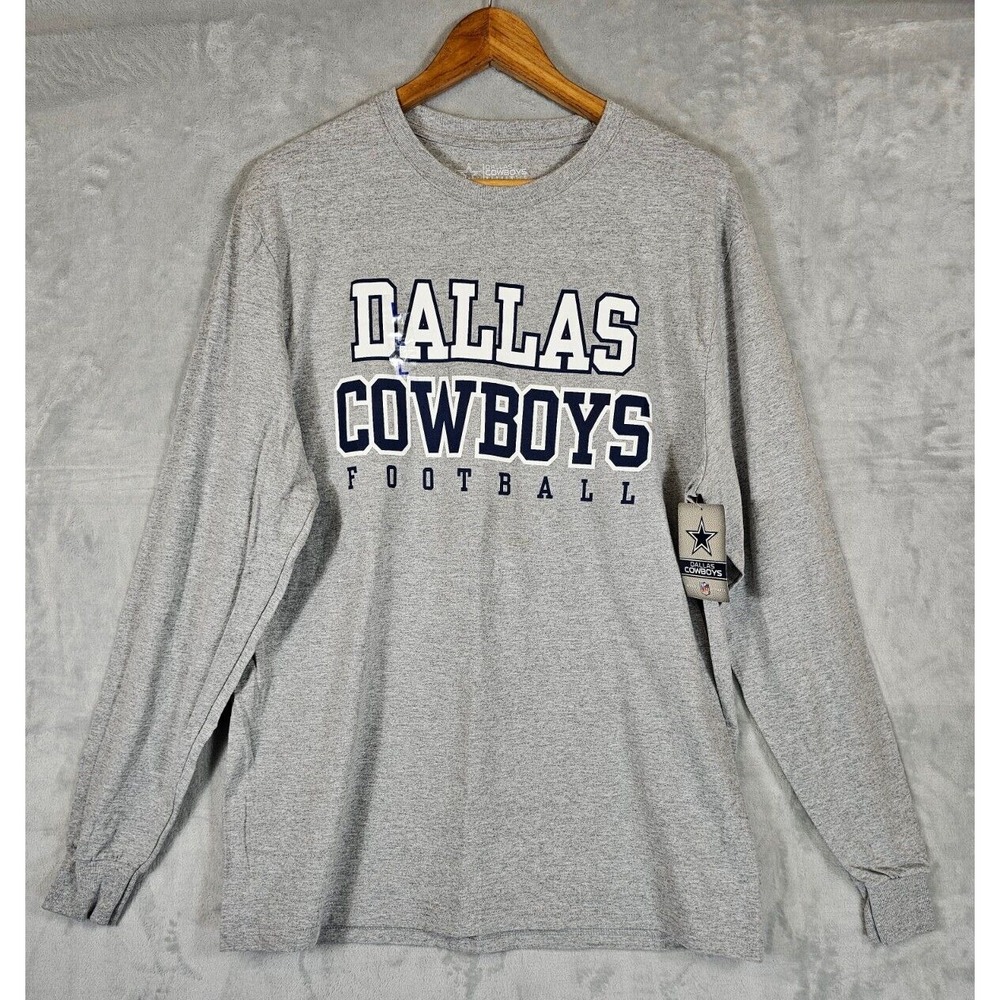 NFL Dallas Cowboys Football Authentic Long Sleeve Gray T-Shirt Men's Large‎
